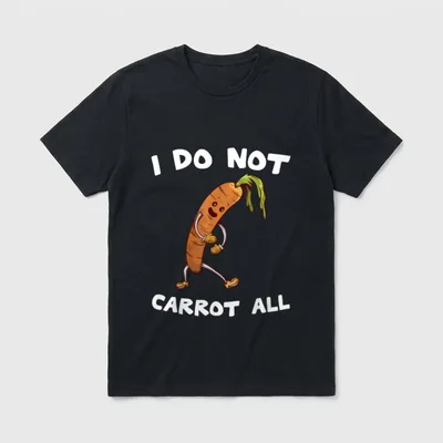 Funny Carrot Vegetable Vegetarian T-Shirt – Walking cartoon carrot with text I DO NOT CARROT ALL – Classic T-Shirt in Black