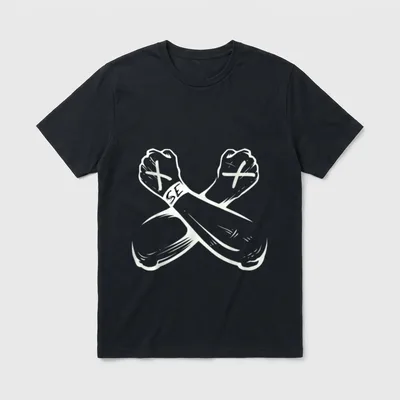 Straight Edge Vegan Punk T-Shirt – Two crossed fists with X marks and SE tattoo on wrist – Classic T-Shirt in Black