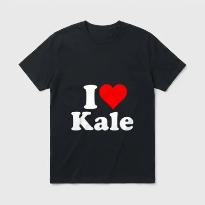 I Heart Love Kale T-Shirt – Red heart symbol next to white text reading I and Kale – Classic T-Shirt in Black
