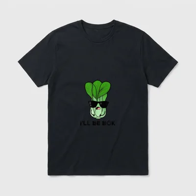 Pak Choy I'll T-Shirt – Cool bok choy character in sunglasses with text I'll Be Bok – Classic T-Shirt in Black