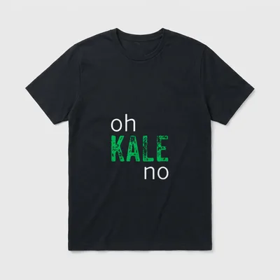 Oh Kale No Funny Joke T-Shirt – Stacked text reading oh KALE no with distressed green font – Classic T-Shirt in Black