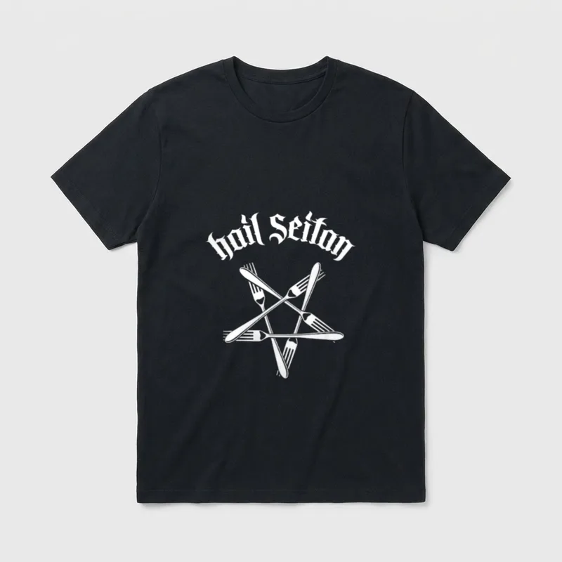 Hail Seitan Fork T-Shirt – Classic T-Shirt in Black