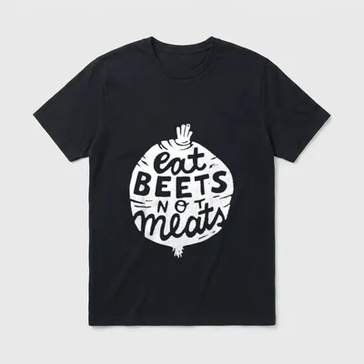 Eat Beets Not Meats T-Shirt – White sketch-style beet root containing the text eat BEETS NOT meats – Classic T-Shirt in Black