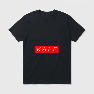 Funny Vegan Kale Vegan Pun Shirts T-Shirt – White KALE text inside a red rectangular block – Classic T-Shirt in Black