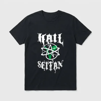 Hail Seitan perfect T-Shirt – HAIL SEITAN text with green V and atomic symbol – Classic T-Shirt in Black