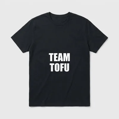 Team Tofu Vegan Vegetarian Apparel T-Shirt – Bold white TEAM TOFU text on grey background – Classic T-Shirt in Black