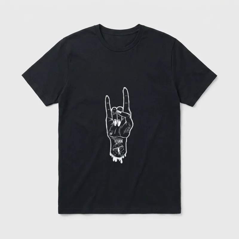 Punk Rock Metal Vegan plant T-Shirt – Classic T-Shirt in Black