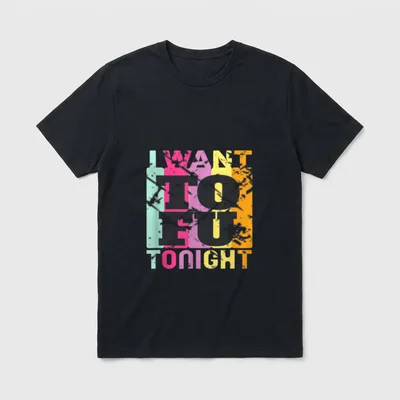 Funny Vegan I Want T-Shirt – Colorful glitch text reading I WANT TOFU TONIGHT – Classic T-Shirt in Black