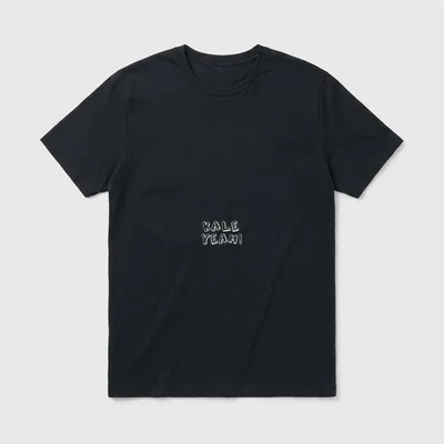 KALE YEAH for Vegans T-Shirt – White bubble letters spelling KALE YEAH! on a grey background – Classic T-Shirt in Black