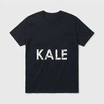 Kale University Funny Vegan T-Shirt – Distressed white KALE text on grey background – Classic T-Shirt in Black