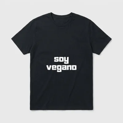 Soy Vegano Vegan Spanish T-Shirt – White block letters reading SOY VEGANO on a grey background – Classic T-Shirt in Black