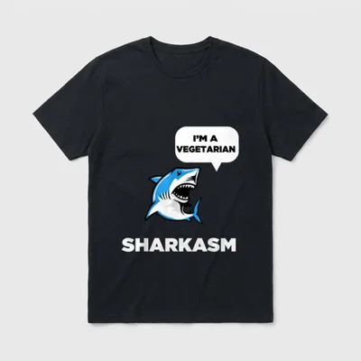 Sharkasm Funny Sarcasm Shark T-Shirt – Classic T-Shirt in Black