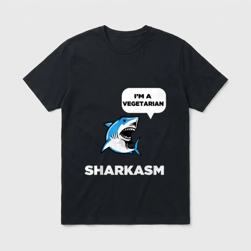 Sharkasm Funny Sarcasm Shark T-Shirt – Classic T-Shirt in Black