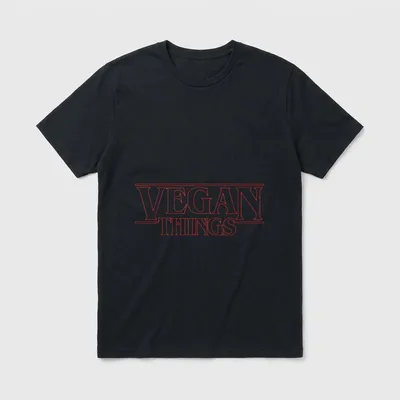 Sunny Citizen Vegan T-Shirt – "Vegan Things" in bold outline lettering – Classic T-Shirt in Black