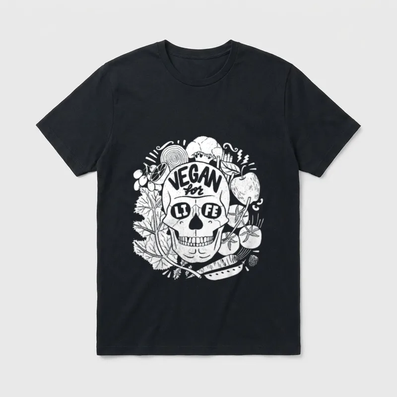 Vegan for Life Skull Vegan T-Shirt – Classic T-Shirt in Black