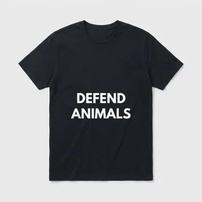 Defend Animals Vegan Lifestyle T-Shirt – White text reading DEFEND ANIMALS on gray background – Classic T-Shirt in Black