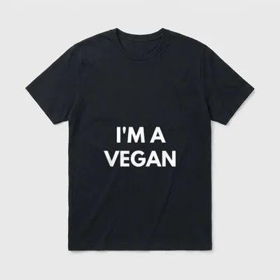 I'm A Vegan Vegan Shirts T-Shirt – Bold white text reading I'M A VEGAN on a grey background – Classic T-Shirt in Black