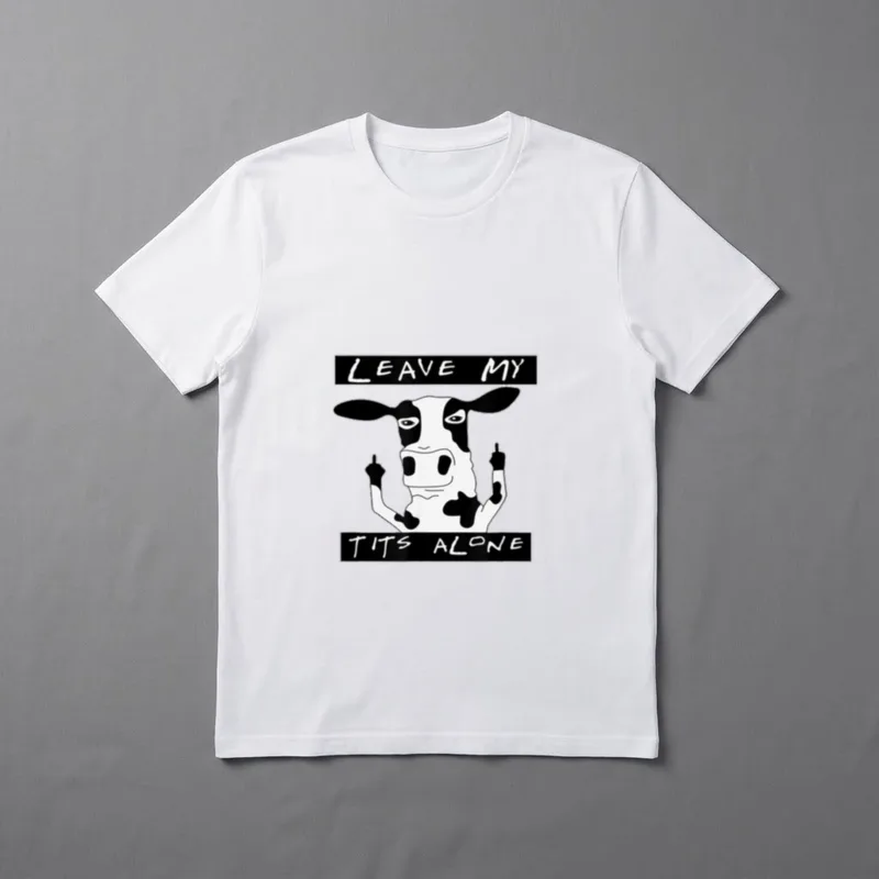 Leave my tits alone T-Shirt – Grumpy cow raising hooves with text LEAVE MY TITS ALONE – Classic T-Shirt in Black