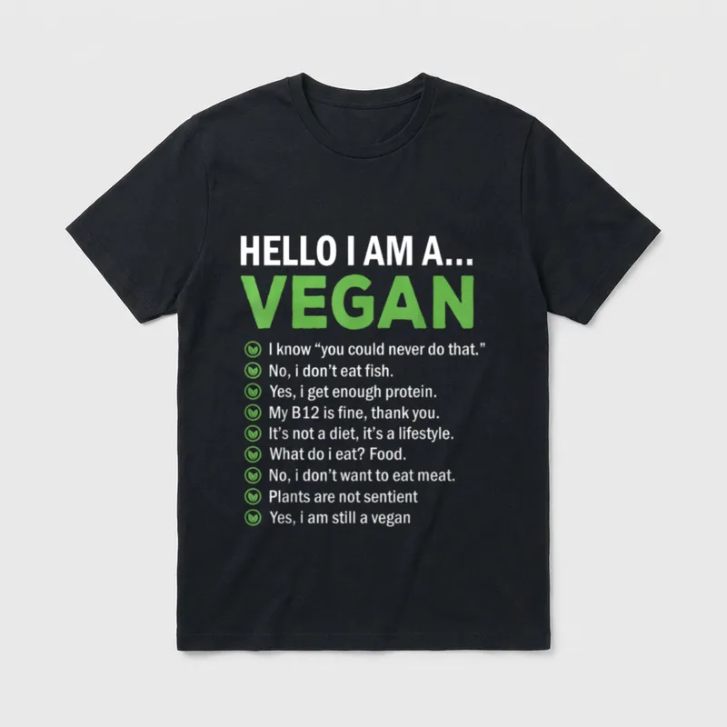 Hello I Am A Vegan Vegan Shirts T-Shirt – Classic T-Shirt in Black