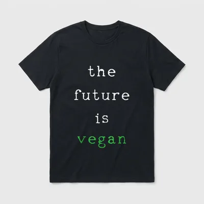 Vegan Future T-Shirt – Stacked text reading the future is vegan with green accent – Classic T-Shirt in Black