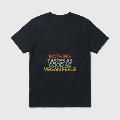 Nothing Tastes As Good T-Shirt – Retro text graphic reading NOTHING TASTES AS GOOD AS VEGAN FEELS – Classic T-Shirt in Black