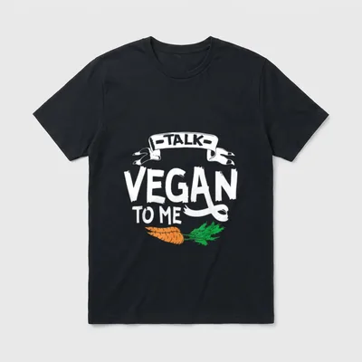 Talk Vegan To Me Vegan T-Shirt – Talk Vegan To Me text with a carrot illustration – Classic T-Shirt in Black