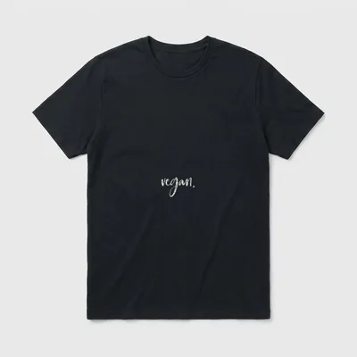 Vegan Favorite T-Shirt – White script text reading vegan. centered on a grey background – Classic T-Shirt in Black