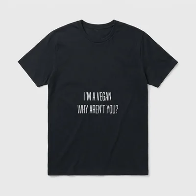 I'm A Vegan Why T-Shirt – White text reading I'm A Vegan Why Aren't You on a grey background – Classic T-Shirt in Black
