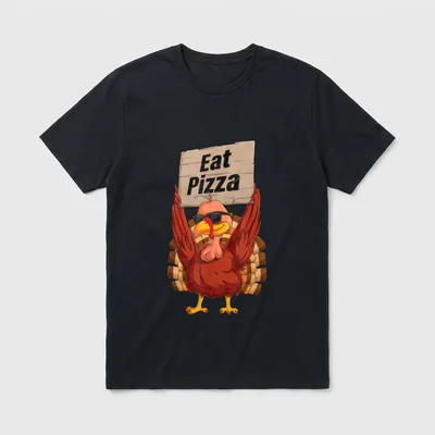 Turkey Eat Pizza Vegan Kids T-Shirt – Classic T-Shirt in Black