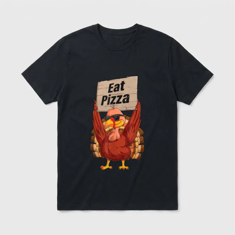 Turkey Eat Pizza Vegan Kids T-Shirt – Classic T-Shirt in Black