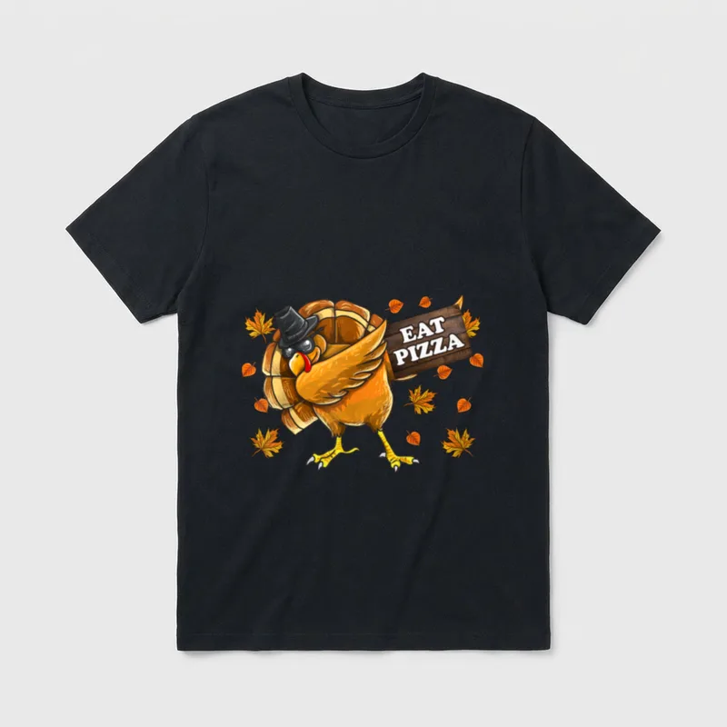Eat Pizza Turkey Thanksgiving T-Shirt – Classic T-Shirt in Black
