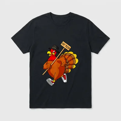 Turkey Eat Pizza Vegan Vegan Thanksgiving Shirts T-Shirt – Classic T-Shirt in Black