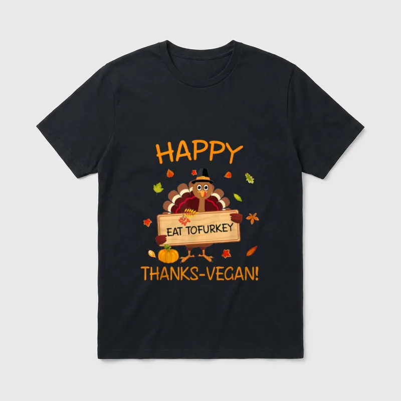 Happy Thanks-Vegan Vegetarian Turkey T-Shirt – Classic T-Shirt in Black