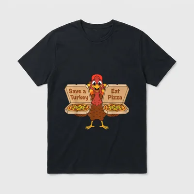 Funny Thanksgiving Save a Turkey T-Shirt – Classic T-Shirt in Black