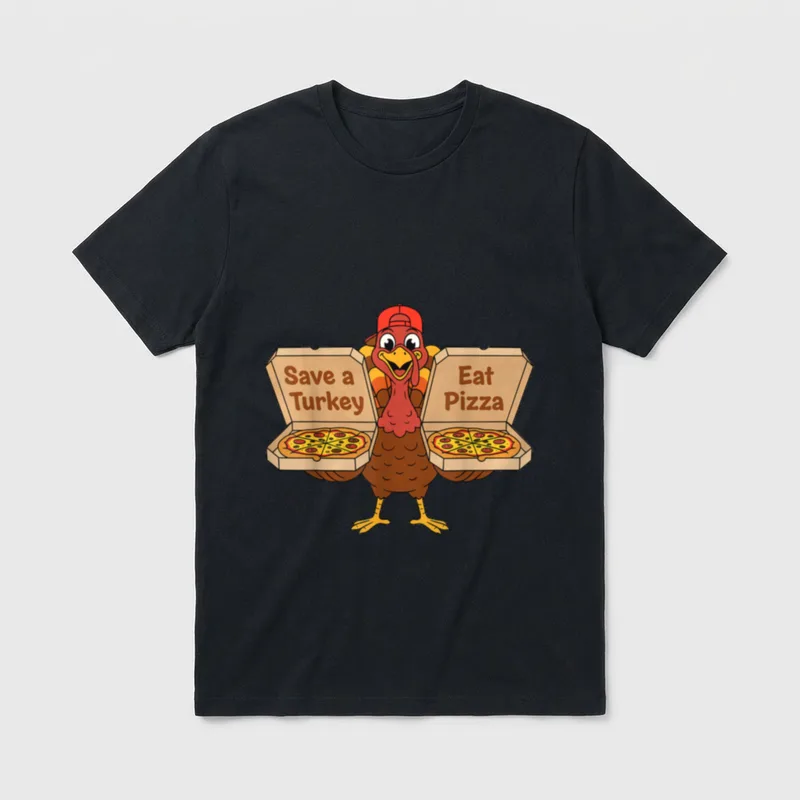 Funny Thanksgiving Save a Turkey T-Shirt – Classic T-Shirt in Black