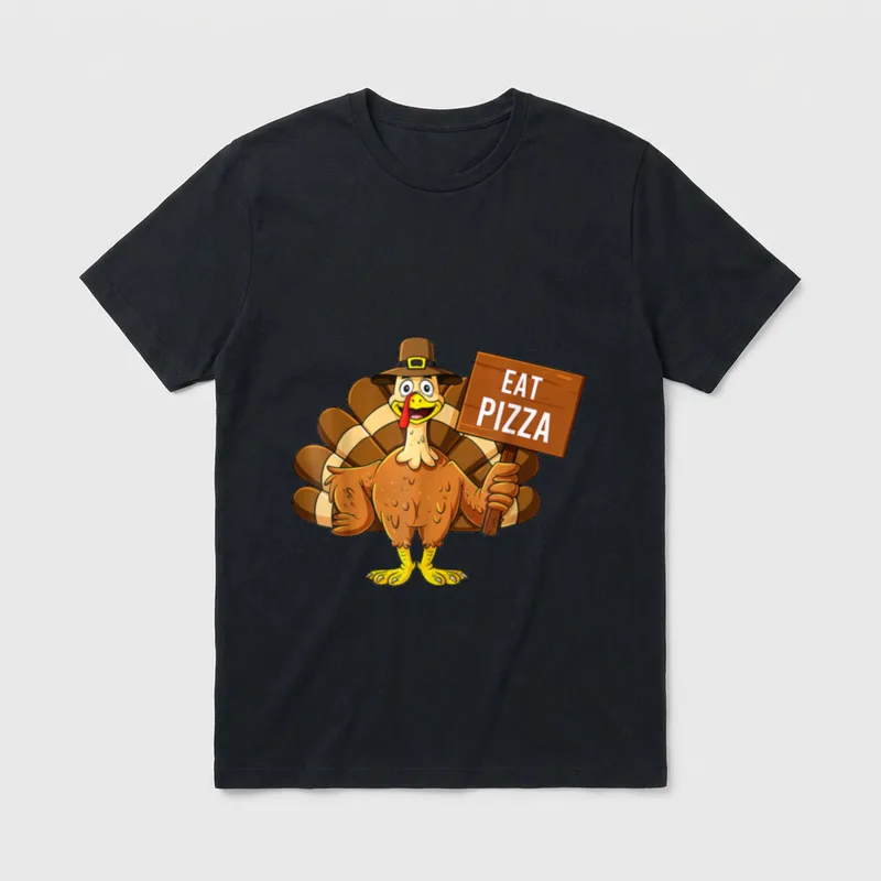 Turkey Eat Pizza Adult Vegan Cool T-Shirt – Classic T-Shirt in Black