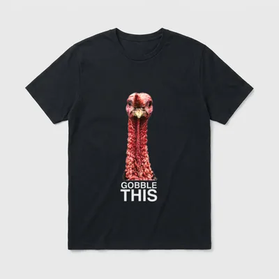 Vegan Thanksgiving Irreverent GOBBLE T-Shirt – Realistic turkey head with GOBBLE THIS text – Classic T-Shirt in Black