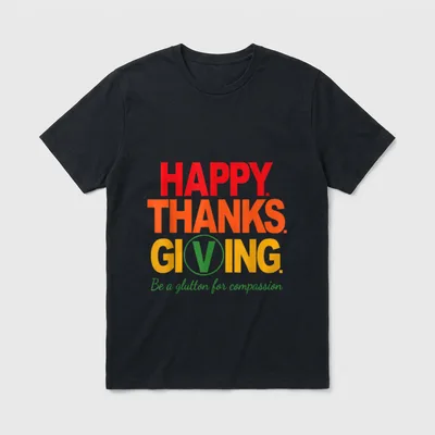 Vegan Happy Thanksgiving Glutton T-Shirt – Classic T-Shirt in Black