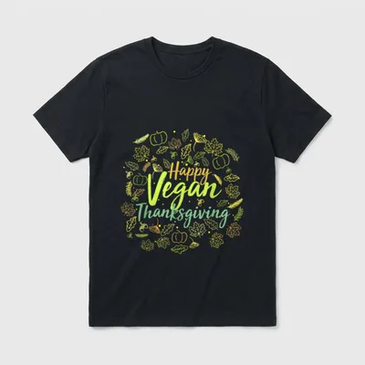 Happy Vegan Thanksgiving Meatless T-Shirt – Classic T-Shirt in Black