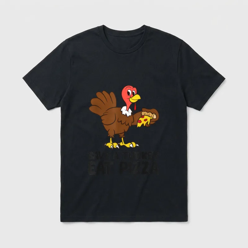Save a Turkey Eat Pizza Vegan T-Shirt – Classic T-Shirt in Black