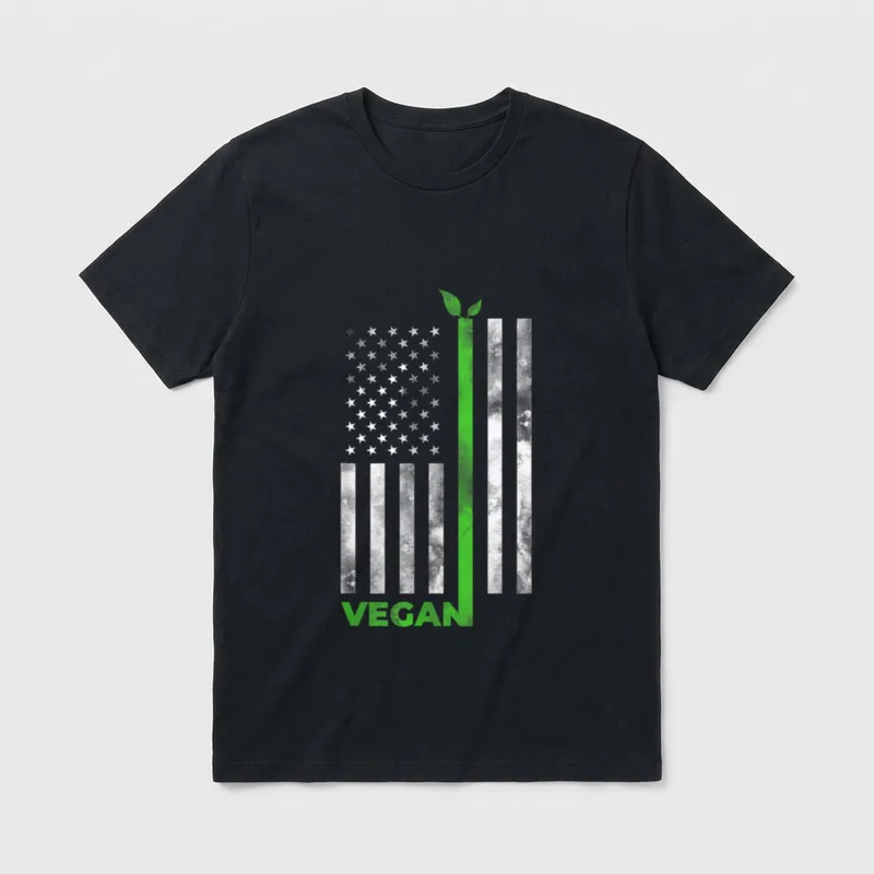 Vegan USA American Flag Vegetarian T-Shirt – Classic T-Shirt in Black