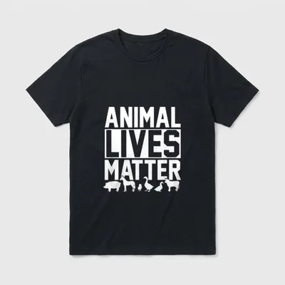 Animal Life Counting T-Shirt – "ANIMAL LIVES MATTER" text with farm animal silhouettes – Classic T-Shirt in Black