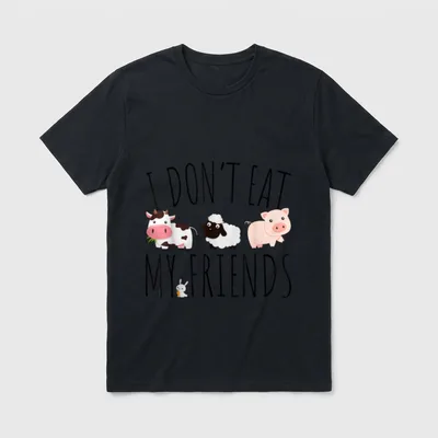 Eat My Friends Vegetarian Food Animal T-Shirt – Classic T-Shirt in Black