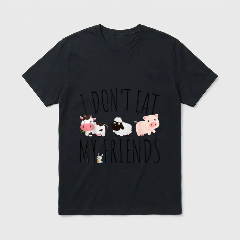Eat My Friends Vegetarian Food Animal T-Shirt – Classic T-Shirt in Black