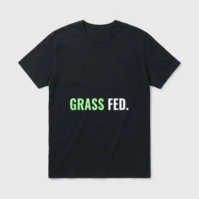 Grass Fed Vegan T-Shirt – GRASS FED. text in lime green and white block letters – Classic T-Shirt in Black