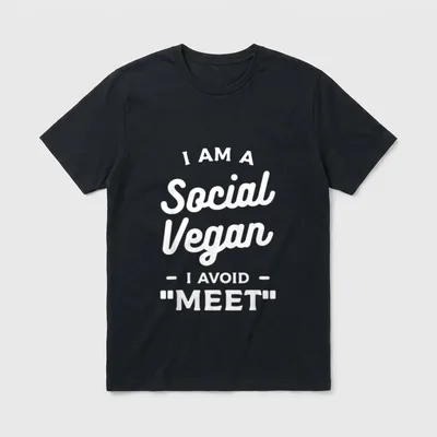 I Am A Social T-Shirt – White text reading I am a social vegan I avoid meet on a grey background – Classic T-Shirt in Black
