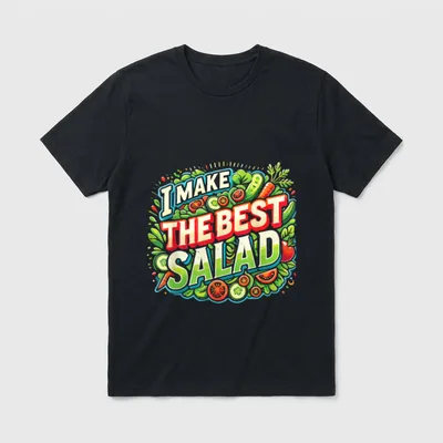Vegetarian I Make T-Shirt – I MAKE THE BEST SALAD text with illustrated vegetables – Classic T-Shirt in Black