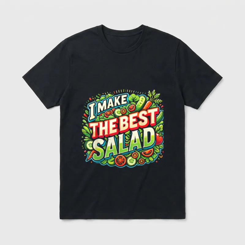 Vegetarian I Make T-Shirt – I MAKE THE BEST SALAD text with illustrated vegetables – Classic T-Shirt in Black