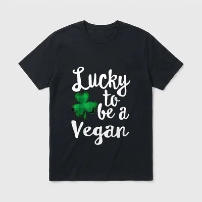 Lucky To Be A Vegan Vegetarian Shirts T-Shirt – Classic T-Shirt in Black