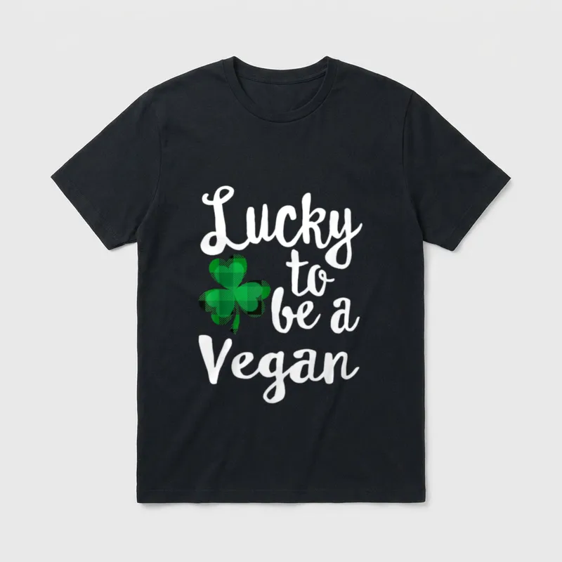 Lucky To Be A Vegan Vegetarian Shirts T-Shirt – Classic T-Shirt in Black